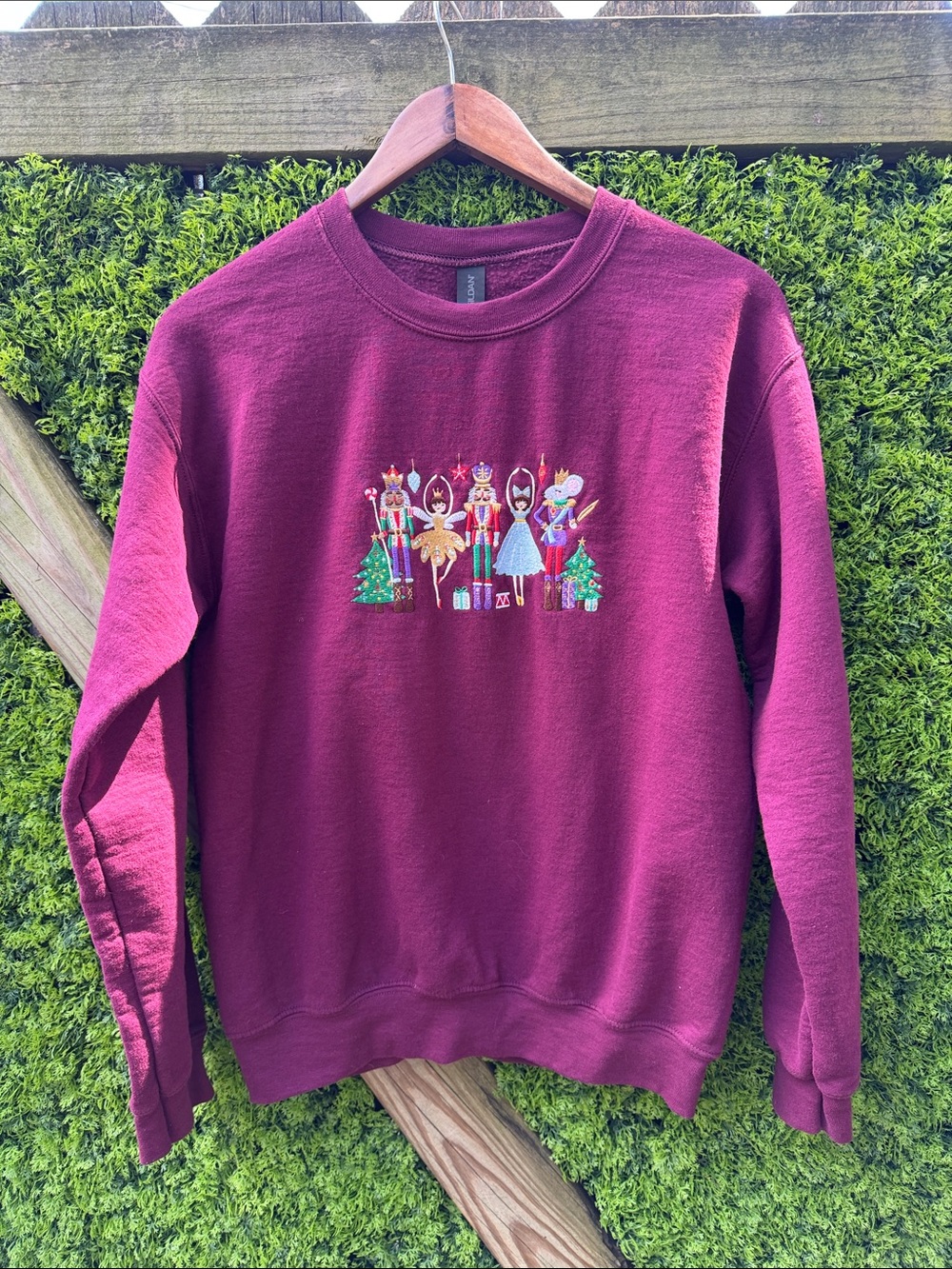 Maroon Holiday Nutcracker Crewneck Sweater